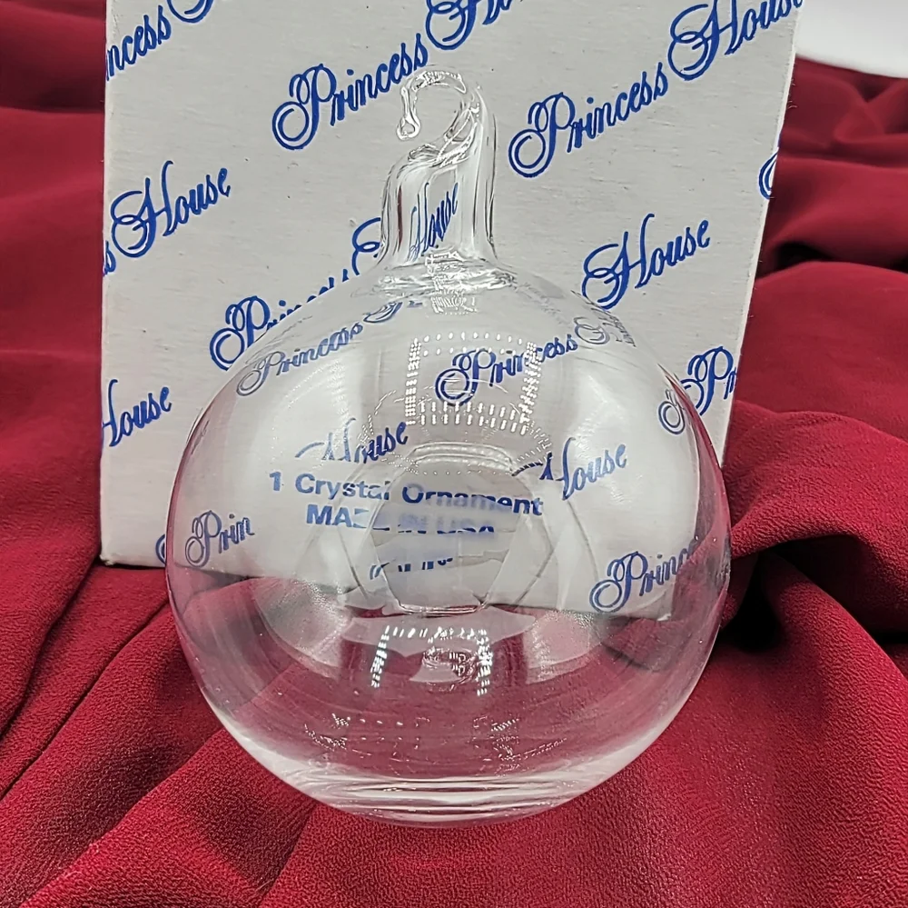 Princess House 416 Crystal Ornament Etched Christmas Tree Handmade USA w Box Vtg
